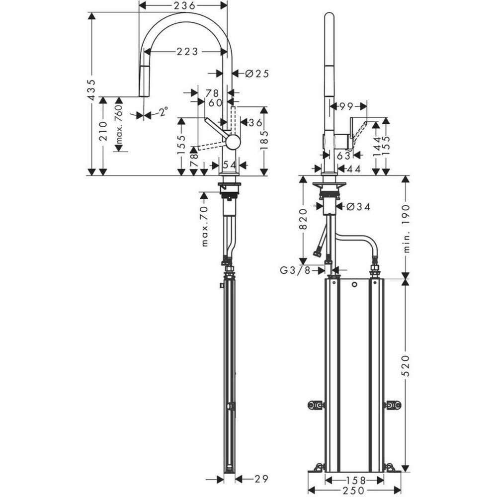 Kitchen faucet with pull-out spray matte black Hansgrohe Talis M54 210 sBox with 1 jet