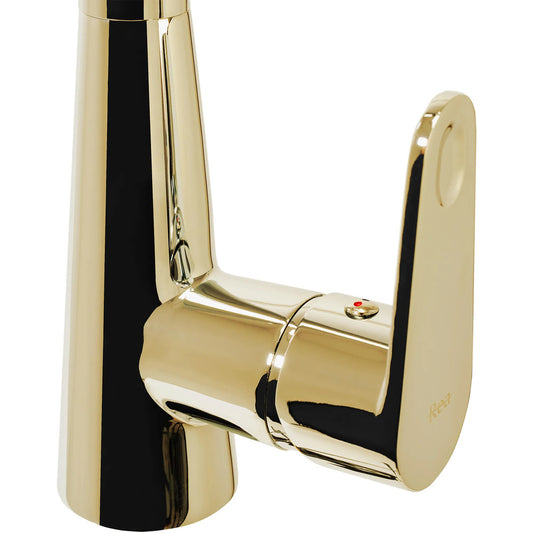 Kitchen faucet with pull-out spray Rea Mild glossy gold