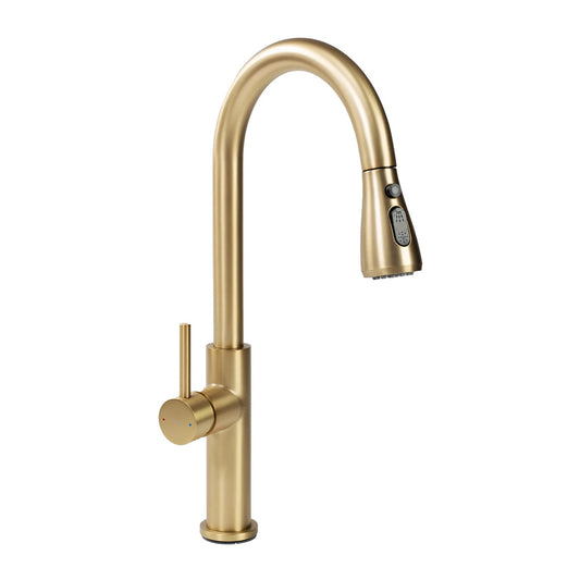 Kitchen faucet with pull-out spray Rea Nest brushed gold