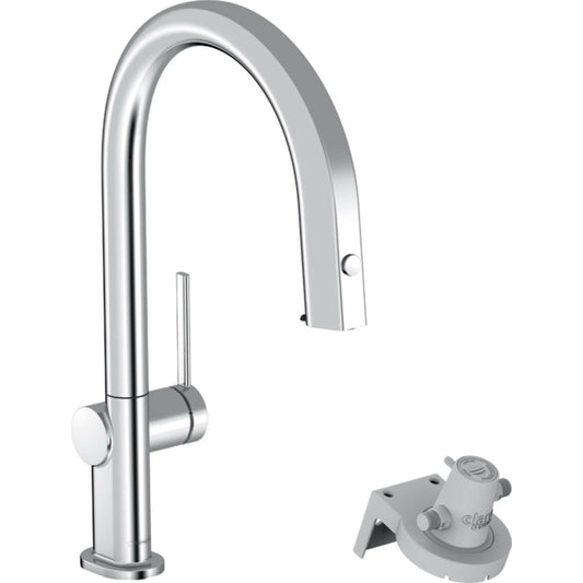 Kitchen faucet with pull-out spray and water filter Hansgrohe Aqittura M91 210 with 1 jet
