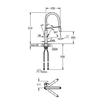 Grohe Concetto Kitchen Faucet with Flexible Spout, Brushed Supersteel