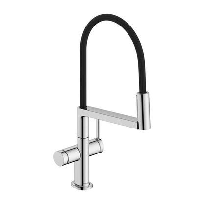 Смесител за кухня с гъвкава чучур Hansgrohe Talis Select M54 PowderSpray хром гланц-мат черен с 3 функции
