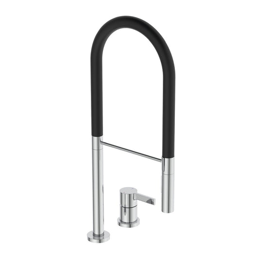 Кухненска батерия с гъвкава тръба Ideal Standard Gusto 142 хром - черен полу-професионален