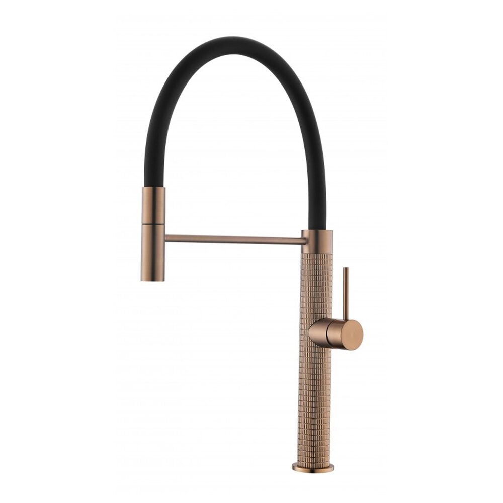 Смесител за кухня с гъвкава чучур Inter Ceramic Rose Gold-матово черно