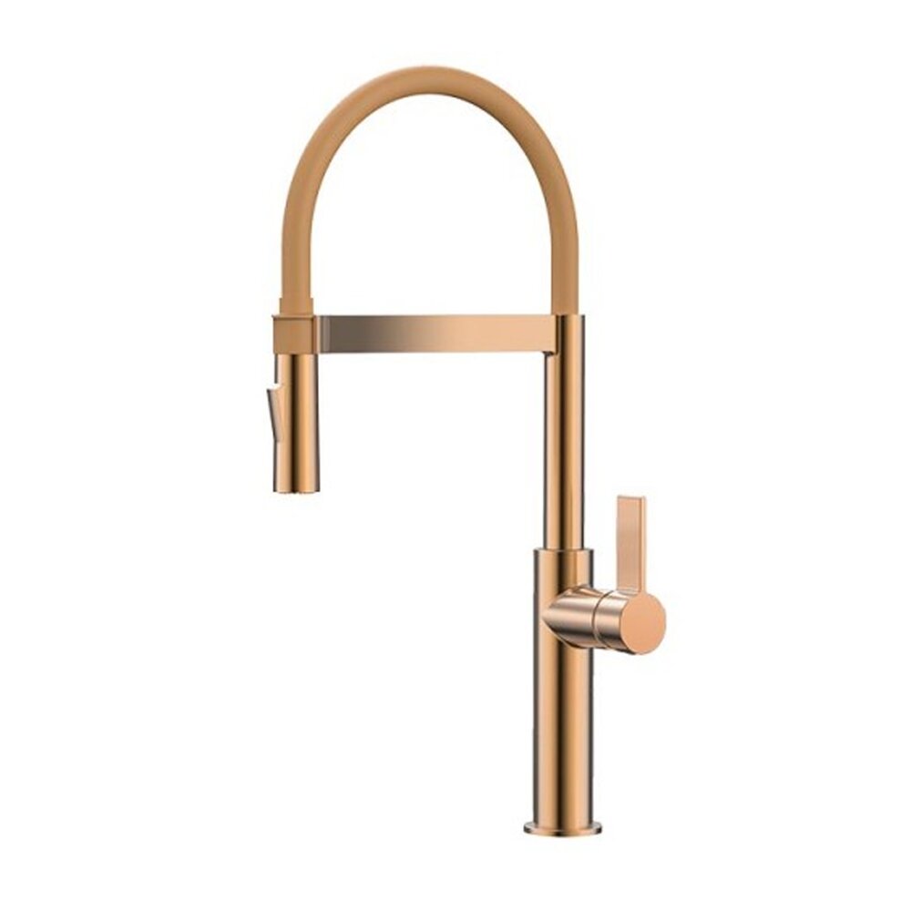 Смесител за кухня с гъвкава чучур Inter Ceramic в завършек Rose Gold