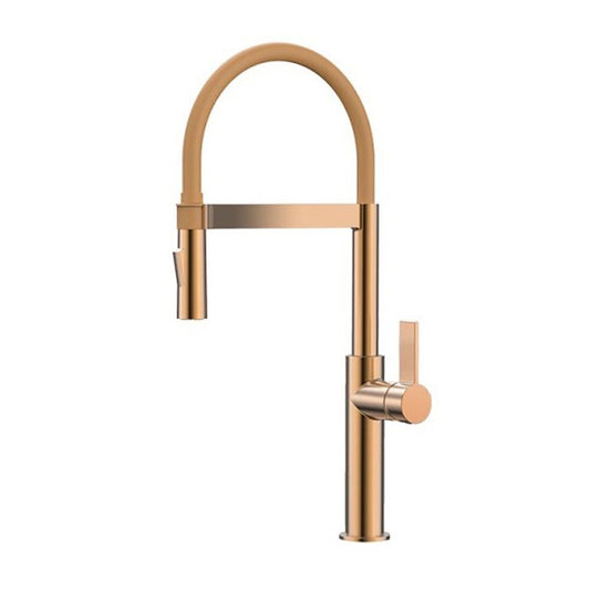 Смесител за кухня с гъвкава чучур Inter Ceramic в завършек Rose Gold