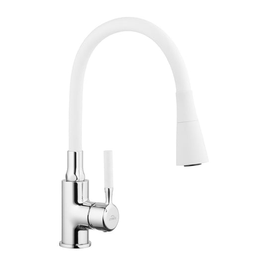 Invena Pogo Kitchen Faucet with Flexible Spout Chrome - White
