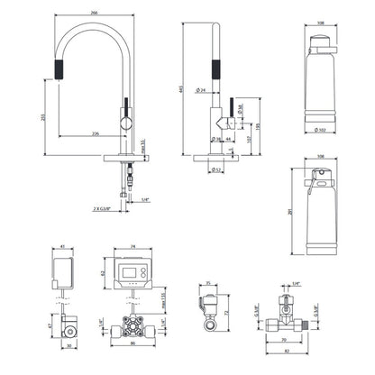 Kitchen faucet with D1 filtration system nickel Omnires Switch with 3 ways, for filtered water