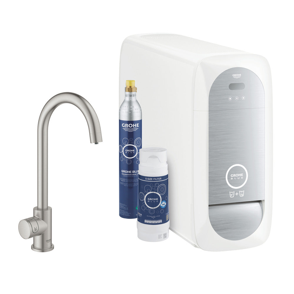 Батерия за кухня Grohe Blue Home Mono хром перлен Supersteel тип C и Starter Kit