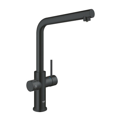Смесител за кухня Grohe Blue Home с L-образен чучур и Starter Kit в черен мат