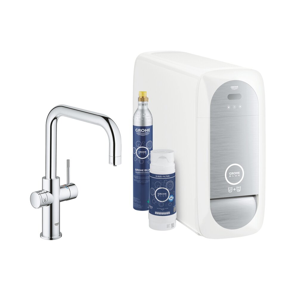 Кухненска батерия Grohe Blue Home хром U-образен кран и стартов комплект