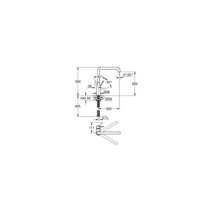 Смесител за кухня Grohe Essence с въртяща се чучур, хром, гланц.