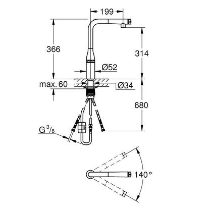 Grohe Essence SmartControl Kitchen Faucet with Pull-Out Spray Chrome