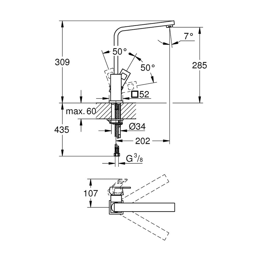 Смесител за кухня Grohe Eurocube хромирана Supersteel