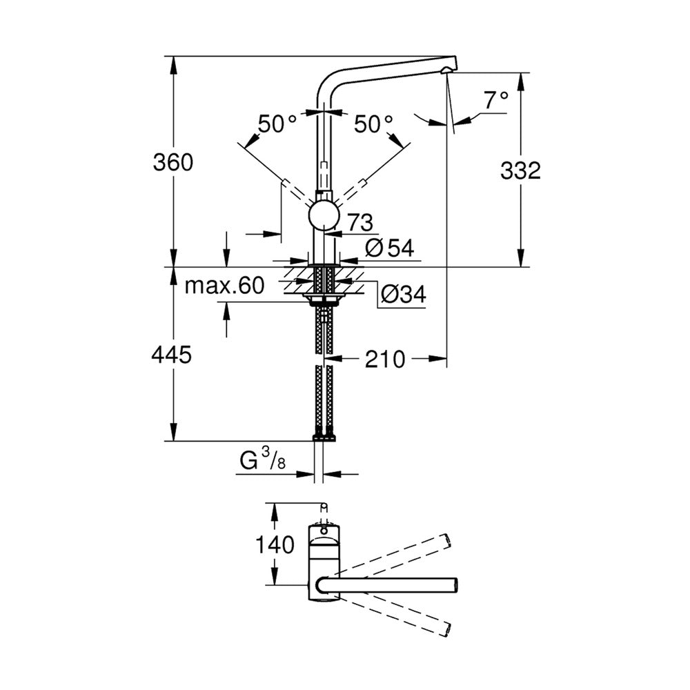 Grohe Minta Kitchen Faucet in Hard Graphite