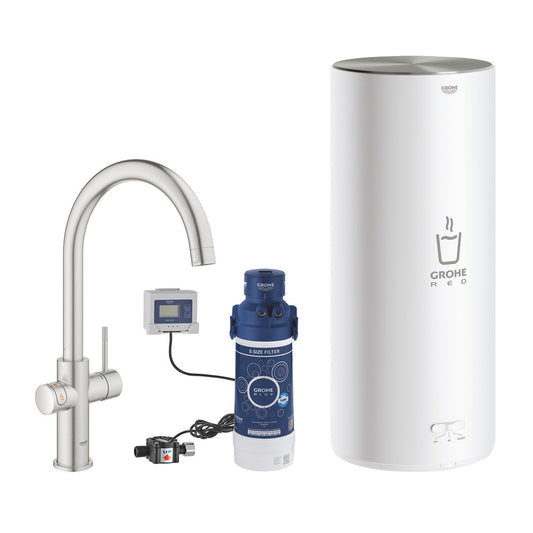 Смесител за кухня Grohe Red Duo хромирана Supersteel C тип с бойлер размер L