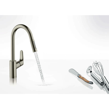 Hansgrohe Focus 240 Stainless Steel Kitchen Faucet with Pull-Out Spray