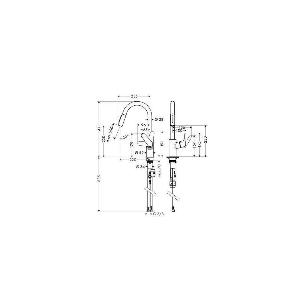 Hansgrohe Focus 240 Stainless Steel Kitchen Faucet with Pull-Out Spray