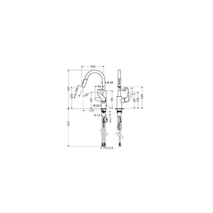 Hansgrohe Focus 240 Stainless Steel Kitchen Faucet with Pull-Out Spray