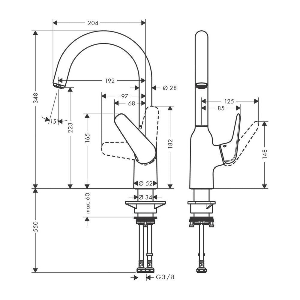 Кухненска батерия Hansgrohe Focus M42 с ротативен чучур хром