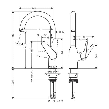 Кухненска батерия Hansgrohe Focus M42 с ротативен чучур хром