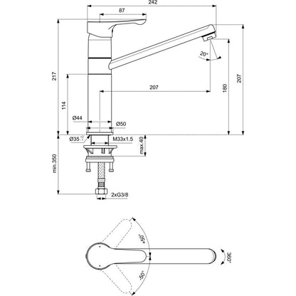 Ideal Standard Alpha Kitchen Faucet with High Tubular Spout