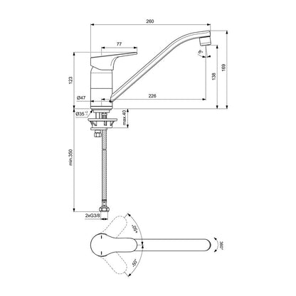 Смесител за кухня Ideal Standard Cerabase хром гланц с въртящ се чучур