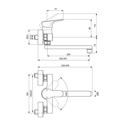 Ideal Standard Cerabase Kitchen Faucet with Swivel Spout, Chrome Finish