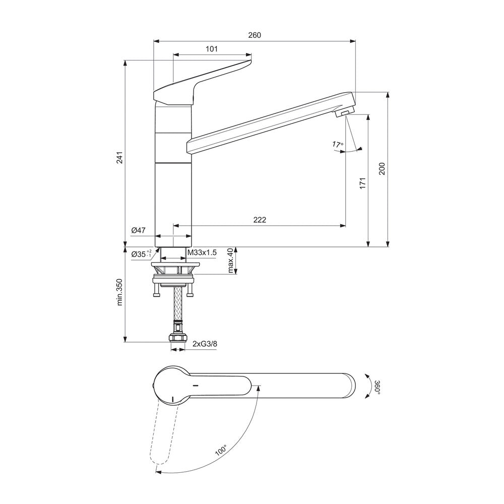 Смесител за кухня Ideal Standard Ceraflex BlueStart хром лъскав