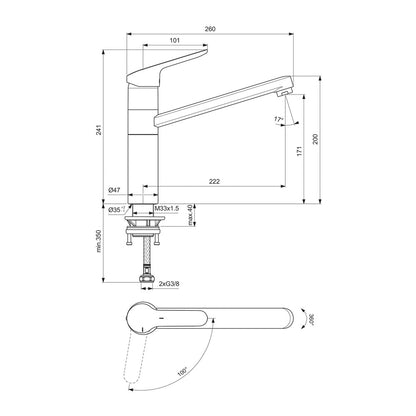 Смесител за кухня Ideal Standard Ceraflex BlueStart хром лъскав