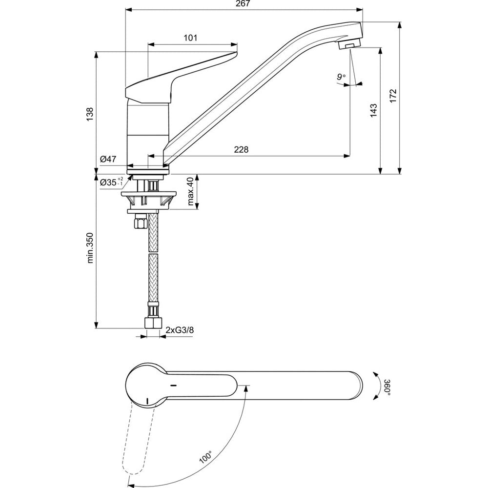 Кран за кухня Ideal Standard Ceraflex BlueStart с една ръкохватка