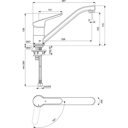 Кран за кухня Ideal Standard Ceraflex BlueStart с една ръкохватка