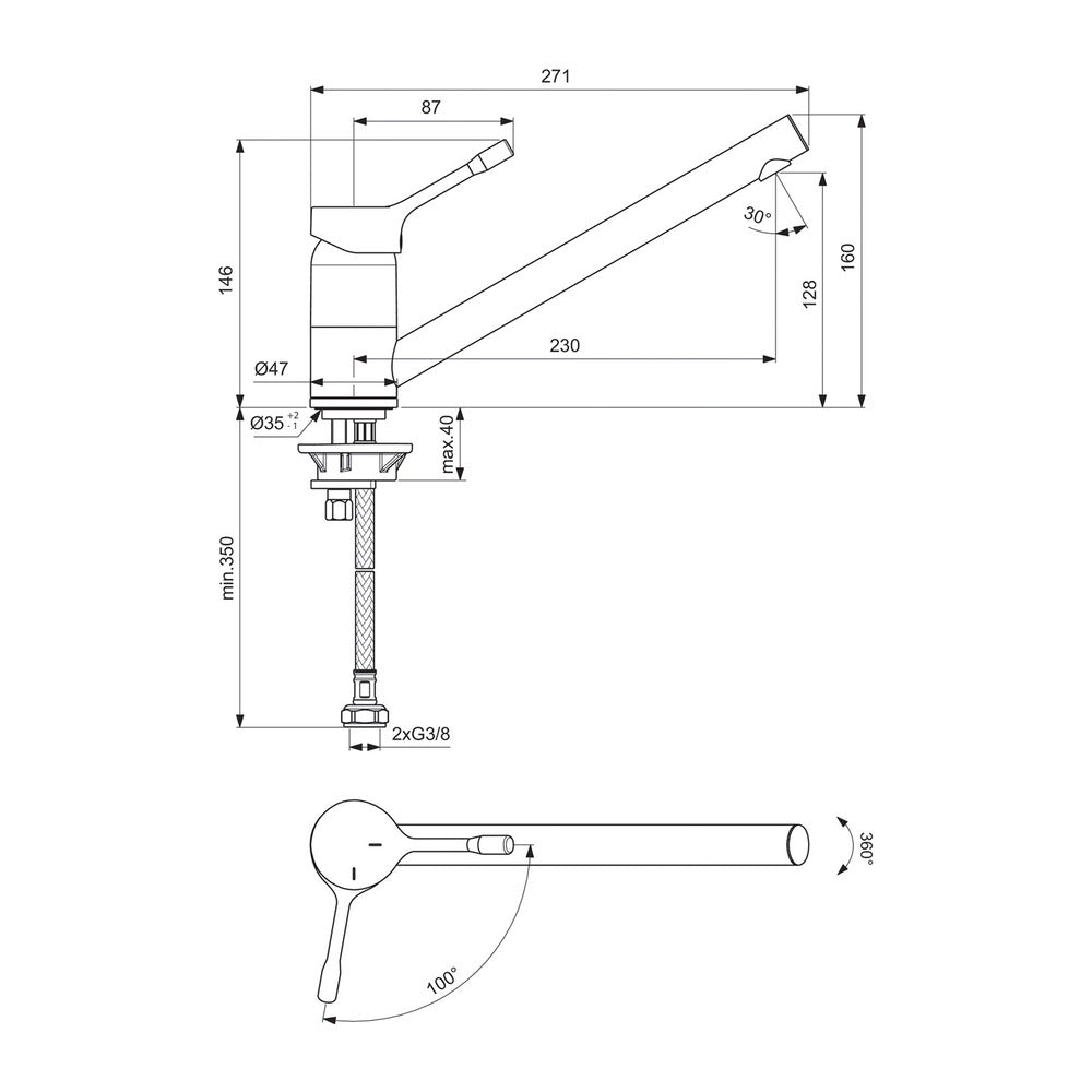 Ideal Standard Ceralook BlueStart Chrome Kitchen Faucet