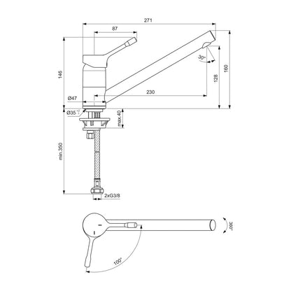 Ideal Standard Ceralook BlueStart Chrome Kitchen Faucet