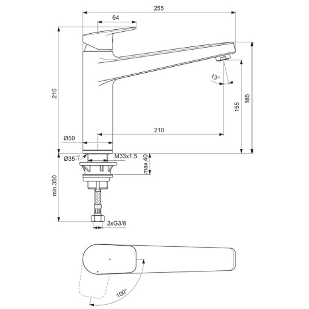 Ideal Standard Ceraplan BlueStart Kitchen Mixer with High Spout