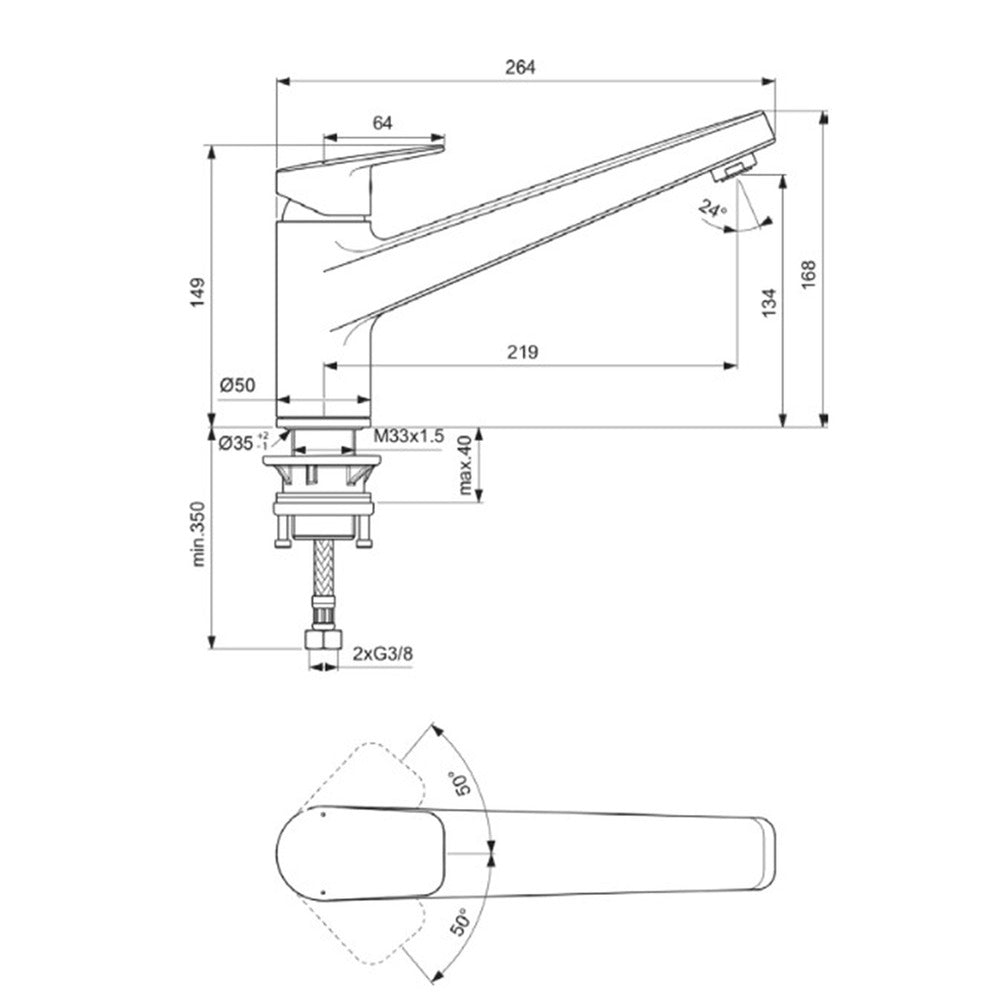 Ideal Standard Ceraplan Kitchen Mixer with Low Spout