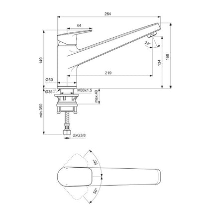 Ideal Standard Ceraplan Kitchen Mixer with Low Spout