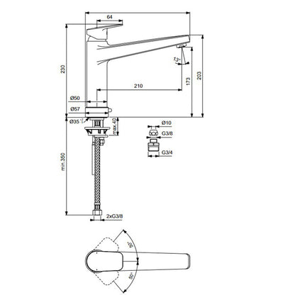Смесител за кухня Ideal Standard Ceraplan с връзка за миялна машина