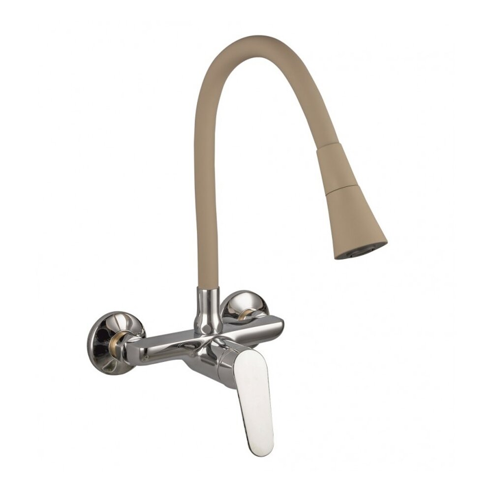 Смесител за кухня Inter Ceramic Linni с едно управление бежов-хром лъскав