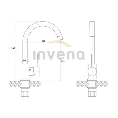 Смесител за кухня Invena Solo Sink с едноръкохватков механизъм, хром