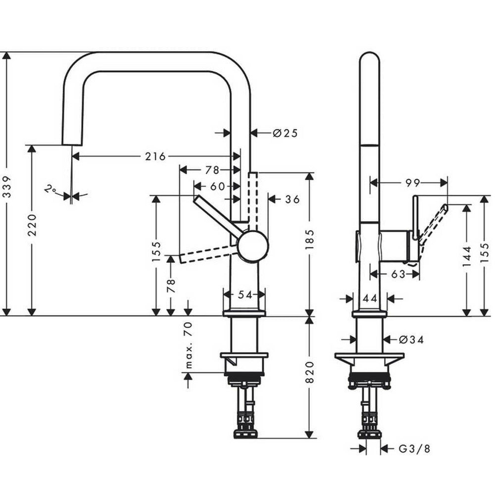 Кухненски смесител с монокоманда, хром, Hansgrohe Talis M54 U 220 с 1 струя