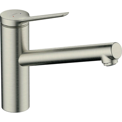 Single-lever kitchen faucet brushed chrome Hansgrohe Zesis M33 150 with 1 jet low pressure hot water