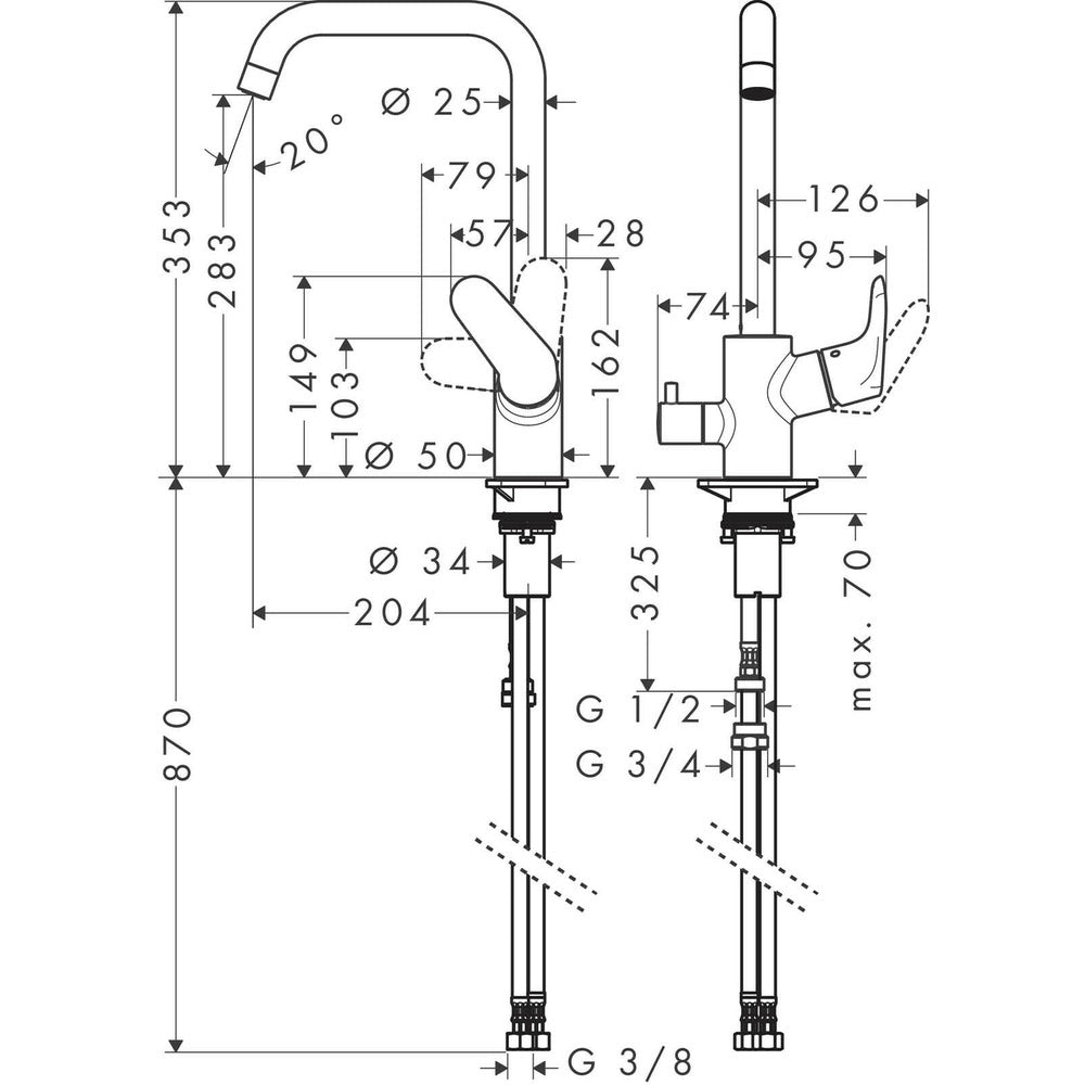Single-lever kitchen faucet Hansgrohe Focus M41 260 with 1 jet