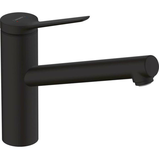 Single-lever kitchen faucet matte black Hansgrohe Zesis M33 150 with 1 jet