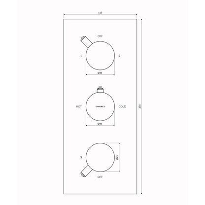 Bathtub - shower built-in Omnires Y thermostatic brushed gold without concealed body 3-way operation