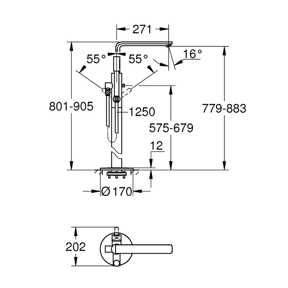 Freestanding Bathtub - Shower Faucet Grohe Lineare Chrome Supersteel