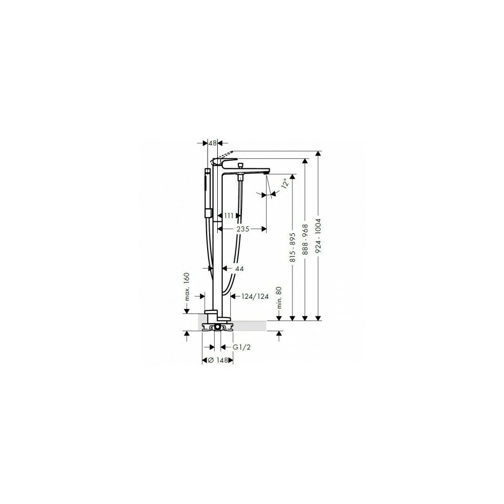 Смесител за вана-душ freestanding Hansgrohe Metropol хром-черен мат