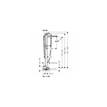 Смесител за вана-душ freestanding Hansgrohe Metropol хром-черен мат