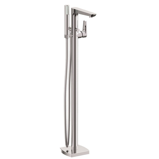Freestanding bathtub-shower mixer Inter Ceramic glossy chrome finish with shower set