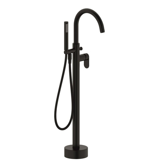 Freestanding bathtub-shower mixer Inter Ceramic black finish with shower set